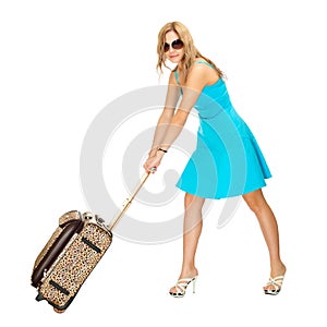 Woman with travel suitcase