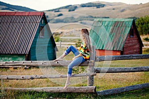 Woman travel village alone