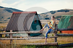 Woman travel village alone