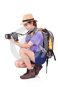Woman traveler with a camera