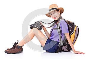 Woman traveler with a camera