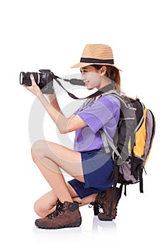 Woman traveler with a camera