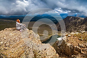 Woman traveler and hiking