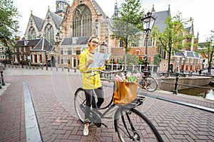 Woman traveling in Amsterdam