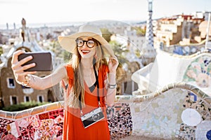 Woman traveling in Barcelona