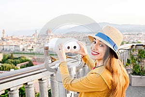 Woman traveling in Florence city
