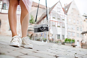 Woman traveling in Nurnberg city, Germany