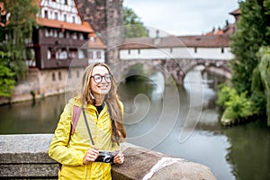 Woman traveling in Nurnberg city, Germany