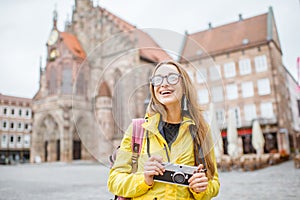 Woman traveling in Nurnberg city, Germany