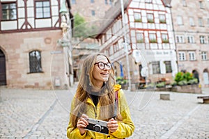 Woman traveling in Nurnberg city, Germany