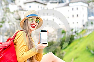 Woman traveling in Slovenia