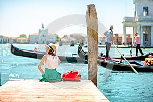 Woman traveling in Venice