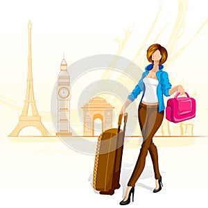 Woman Travelling around World