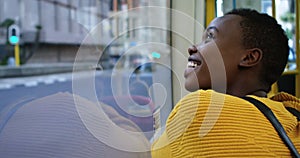 Woman travelling in bus 4k