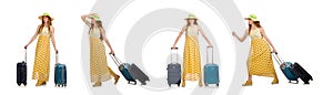 Woman in travelling concept on white