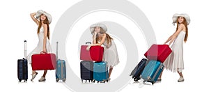 Woman in travelling concept on white