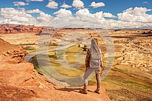 Woman travels to America on the Colorado river observation deck