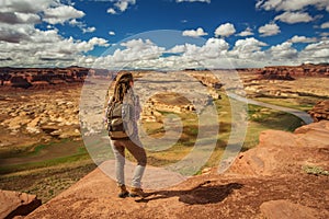 Woman travels to America on the Colorado river observation deck