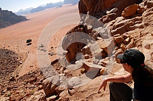 Woman travels in Wadi Rum