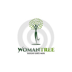 Woman Tree Icon Vector Logo Template Illustration Design