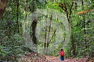 Woman trekking in the Thailand jungle