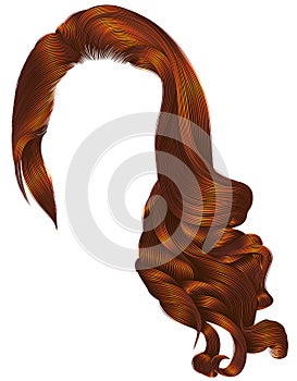 woman trendy long curly hairs Red ginger redhead colors .retro style . beauty fashion . realistic 3d .