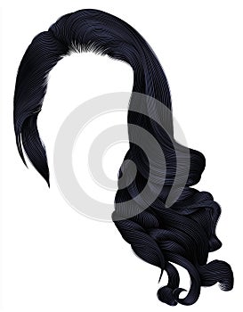 Woman trendy long curly hairs wig brunette black dark colors .