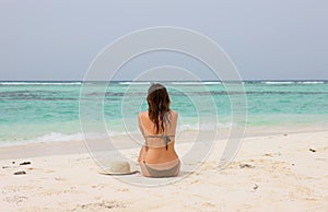 Woman in a tropical beach