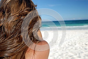 Woman on tropical beach