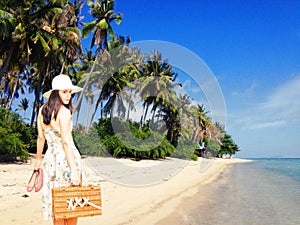 Woman on tropical vacation