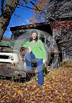 Woman and truck