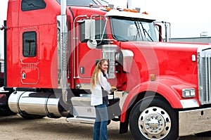 Woman Truck Driver ready to do a pre-trip inspection