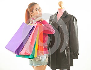 Woman trying new clothing