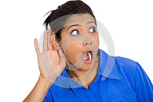 Woman trying to listen photo