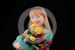 Woman with tulips