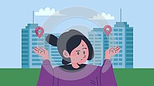 woman with two locations character