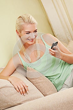 Woman typing sms