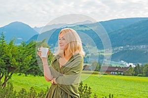 Woman in Tyrol town, Austria, outdoor portrait