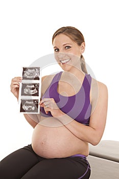 Woman ultrasound smile belly