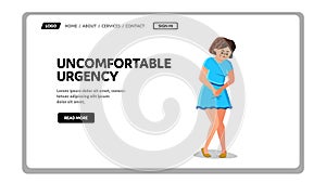 Woman With Uncomfortable Urgency Situation Vector Illustration