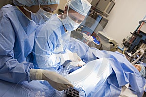 Woman undergoing egg retrieval procedure