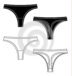 Woman underwear Thong pants technical sketches