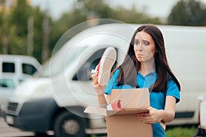 Woman Unsatisfied with Internet Order Receiving Bad Shoes