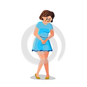 Woman With Urine Urgency Holding Crotch Vector
