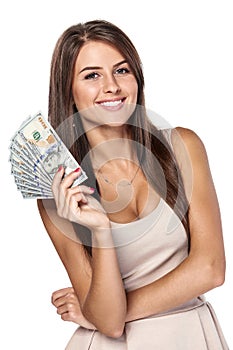 Woman with us dollar money