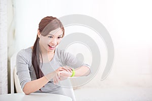 Woman use smart watch