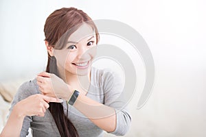 Woman use smart watch