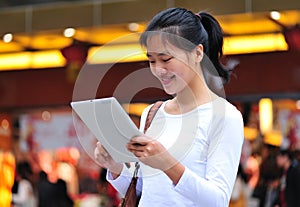 Woman use tablet photo