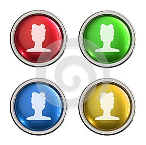 Woman user icon glass button photo