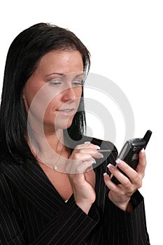 Woman uses wireless pda